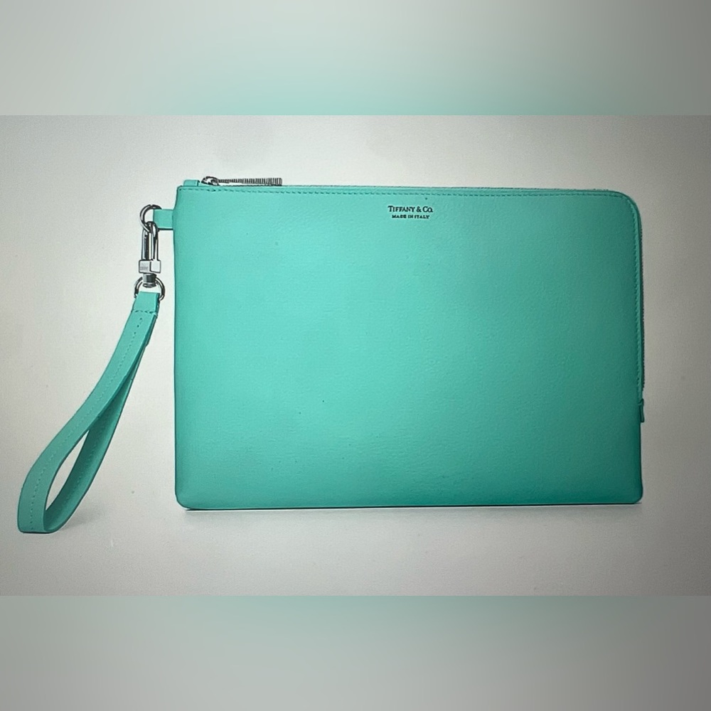 Tiffany and Co leather zip clutch